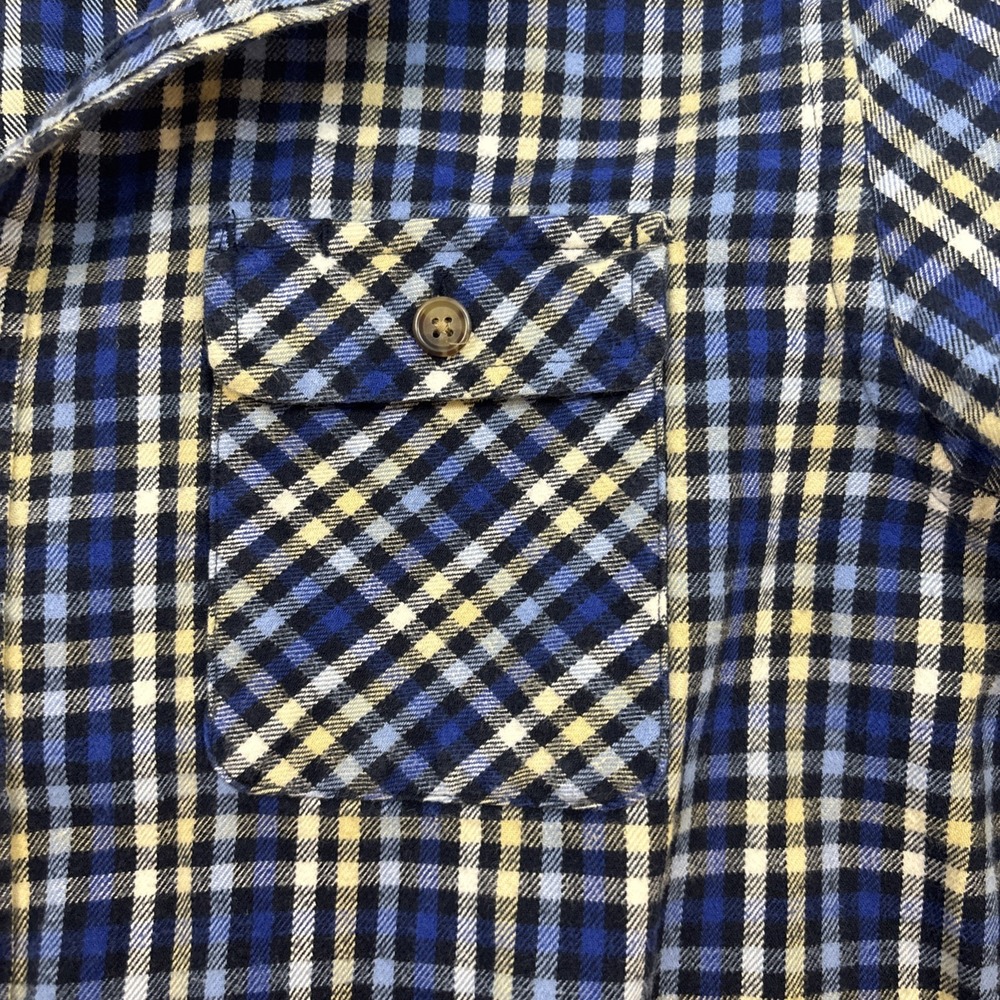 Fossil Men's Flannel Button Down Shirt Blue Black White Plaid Size Small